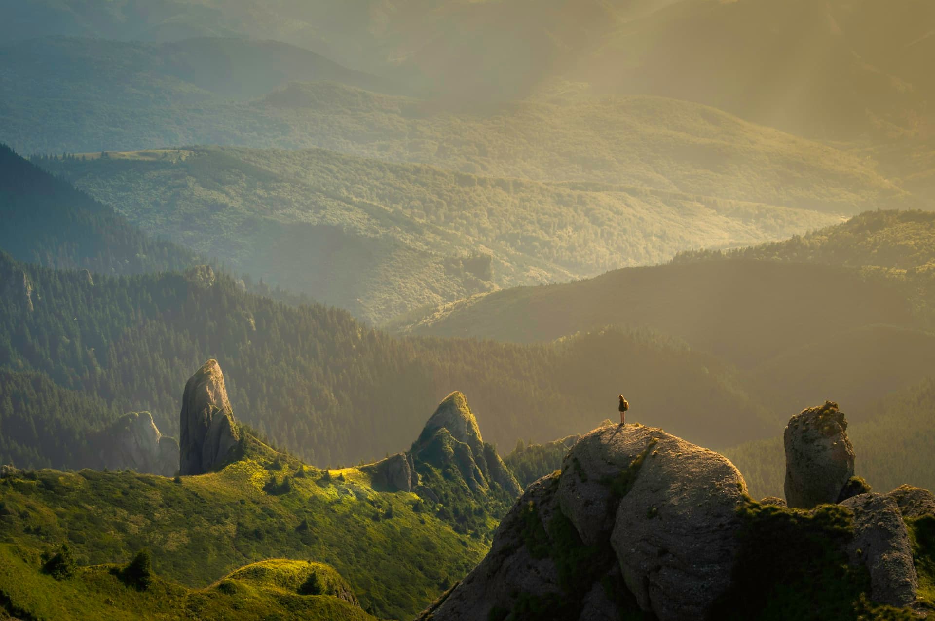 Travelers at sunset